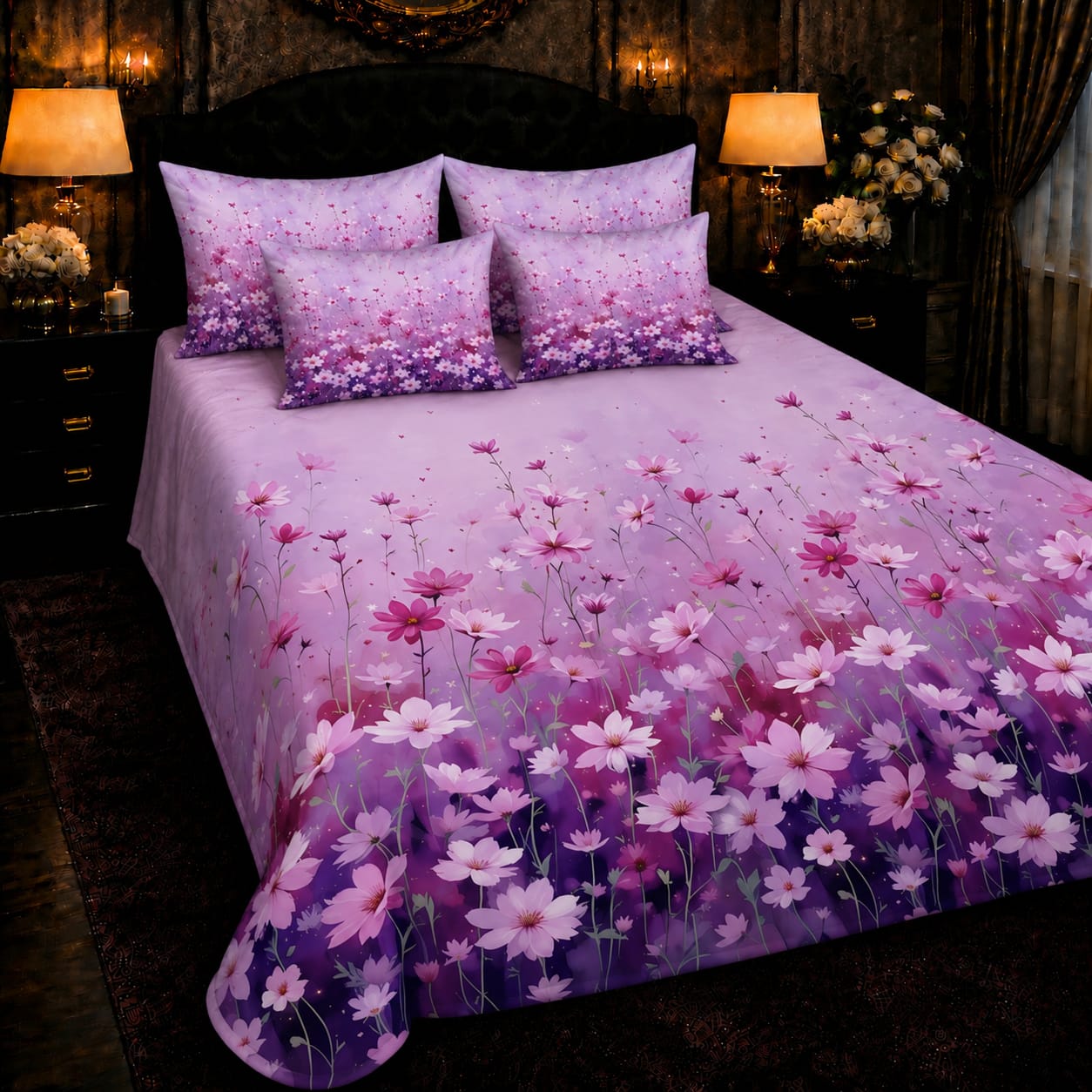 Blush Purple Bedior 7D Print Cotton Bedsheet