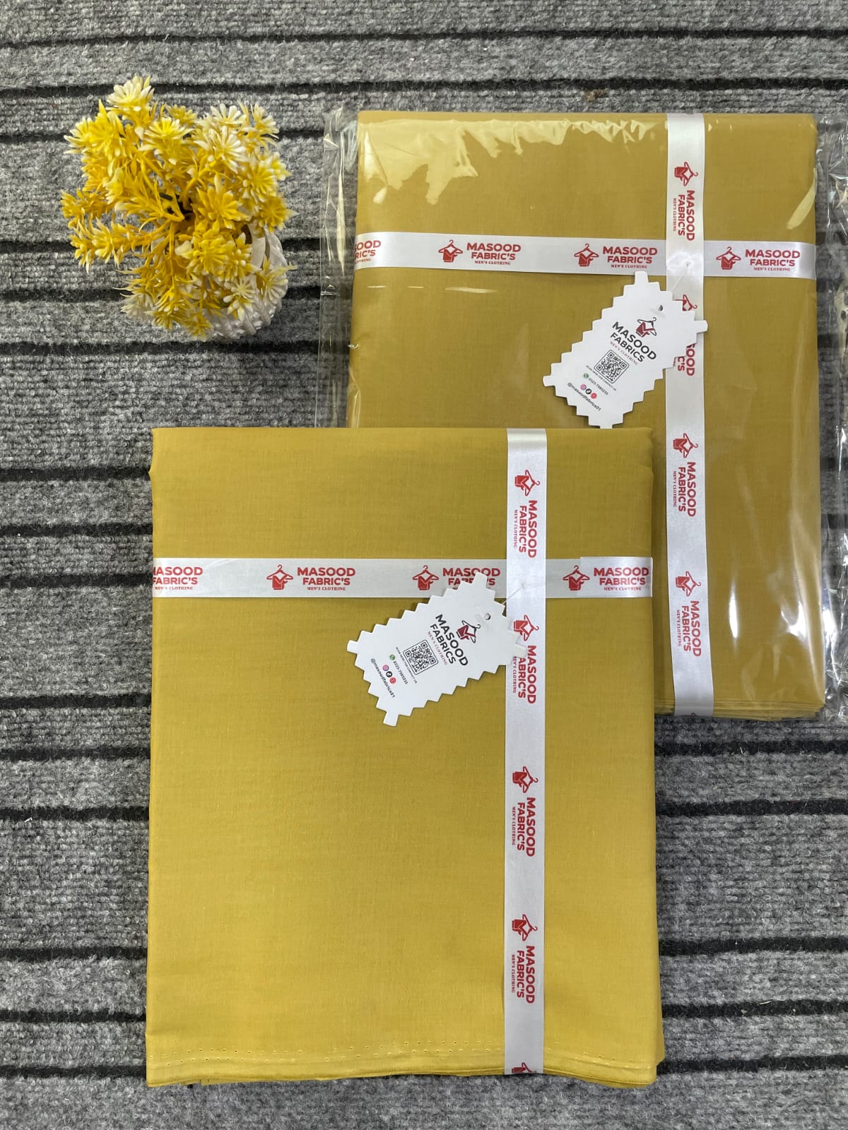 Premium Paper Cotton Unstitched Men's Suit – Mustard Yellow
