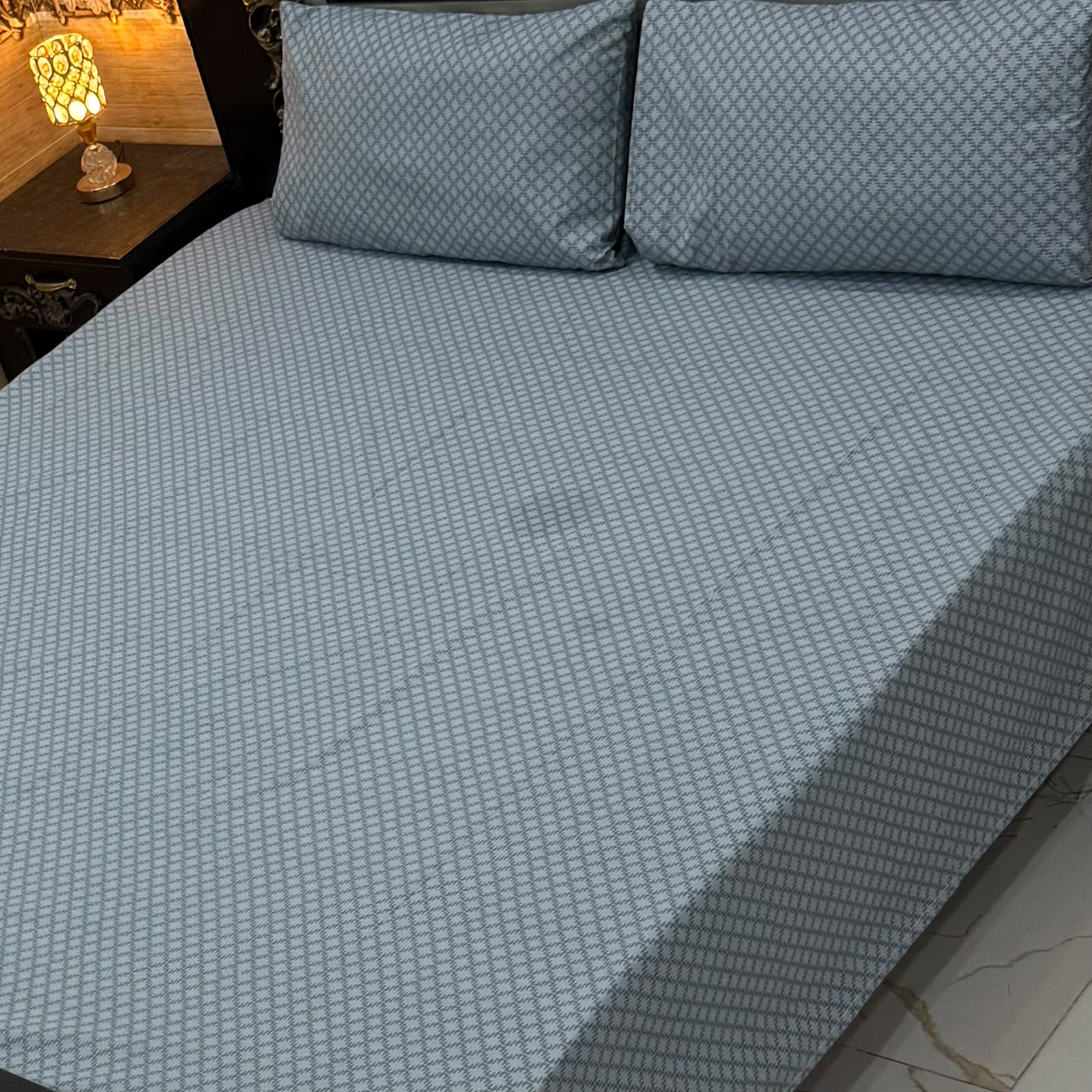 Steel Blue 4Pc Export Cotton Single Bedsheet Set