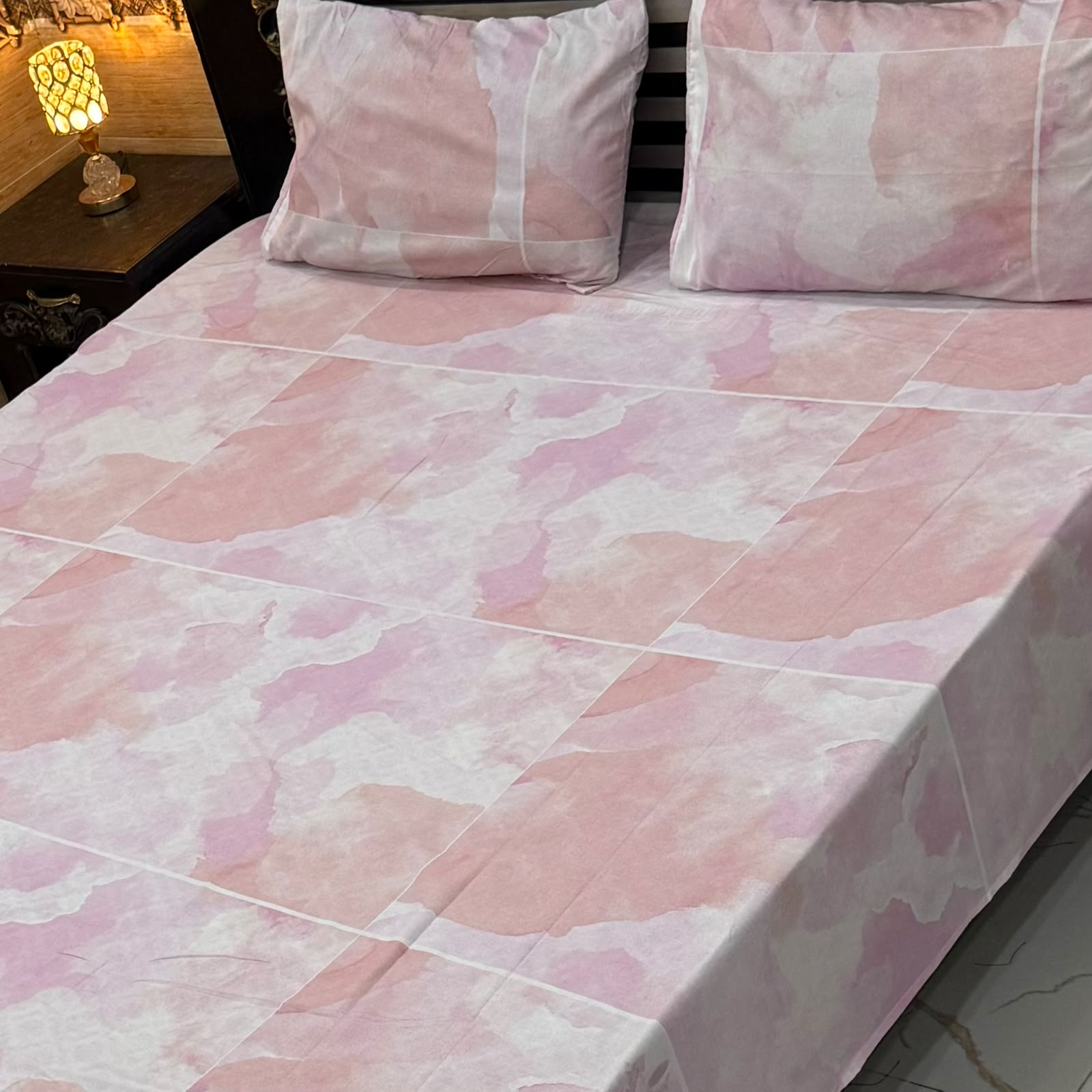 Blush Marble 4Pc Export Cotton Single Bedsheet Set