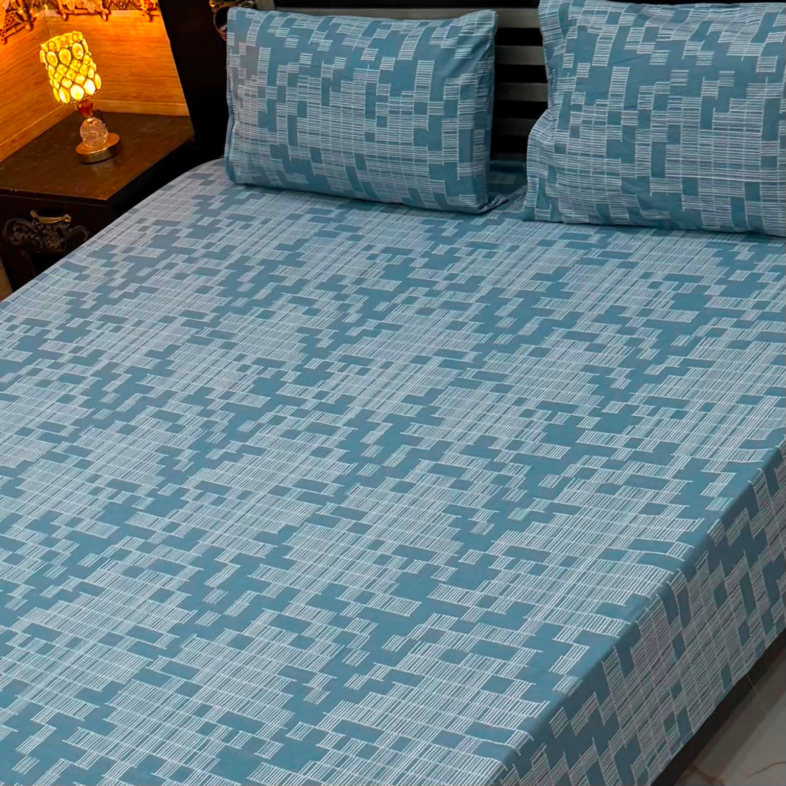 Aqua Matrix 4Pc Export Cotton Single Bedsheet Set
