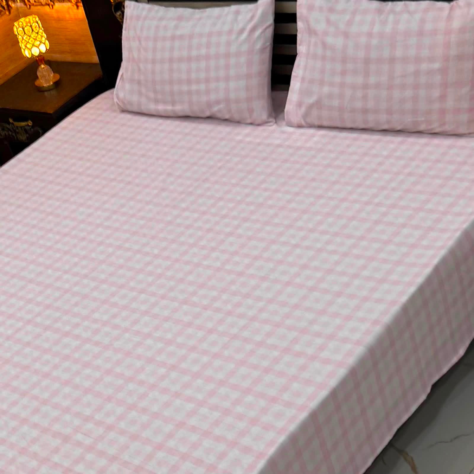 Blush Pink Gingham Bedsheet Set