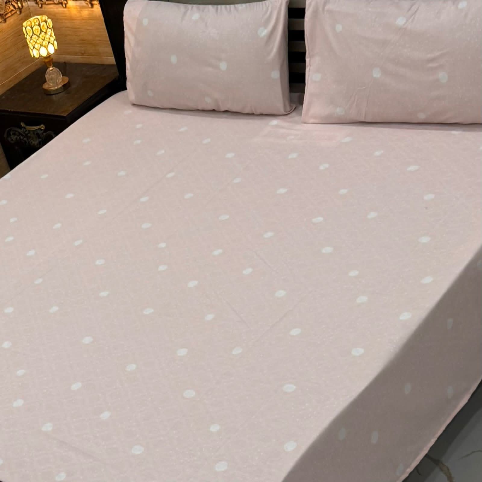 Soft Blush Polka Dot Pure Cotton Bedsheet Set