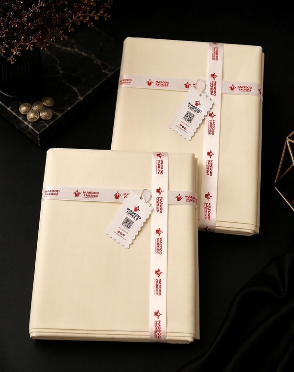 Cool Cream - Premium Paper Cotton Unstitched Men's Suit
